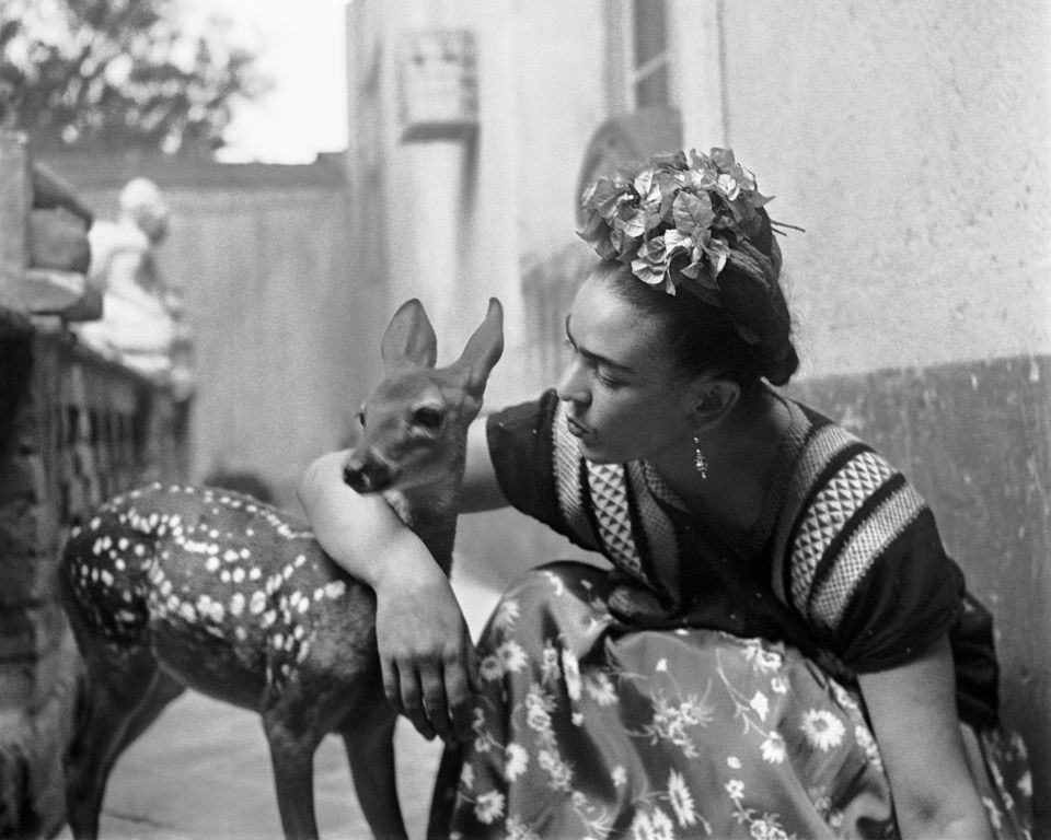 Frida Kahlo with Granizo, her pet deer, 1939 (by N.Muray) #WomensArt
