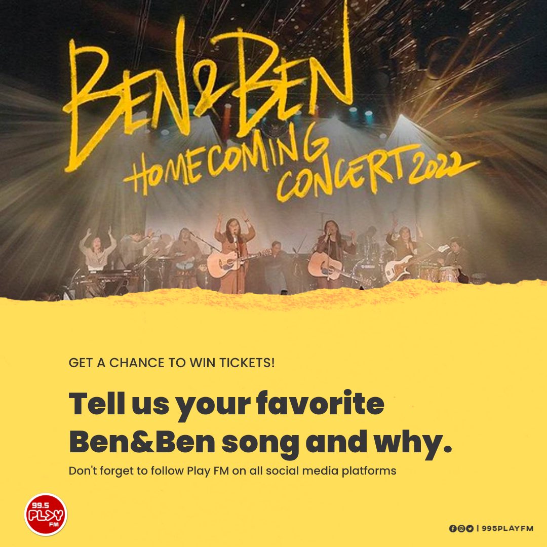 995PlayFM's tweet photo. Bibingka szn calls for a Ben&amp;Ben Homecoming Concert giveaway! 🤩

This is your chance to win FREE concert tickets Liwanags 💛

📍Mechanics
1. Follow 99.5 PlayFM 
2. Like and Retweet this post
3. Answer the prompt below

#BenAndBen995 #WinOnPlay995 https://t.co/7IJJH4QIBO