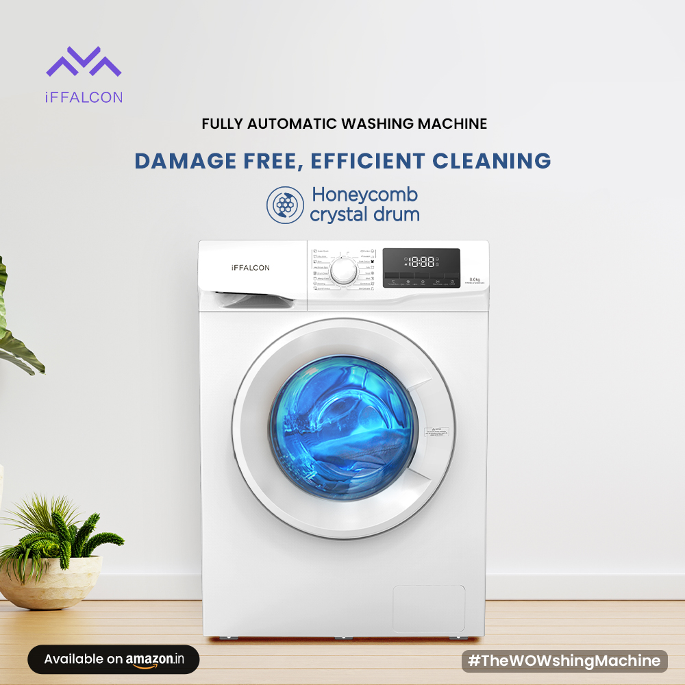iFFALCONIndia's tweet photo. Give your clothes the gentle yet efficient washing experience they deserve with #iFFALCON Full Automatic #WOWashingMachine’s Honeycomb Crystal Drum!
Buy now - https://t.co/RomGb26KXy
#Automatic #WashingMachine https://t.co/tOyln08WT2