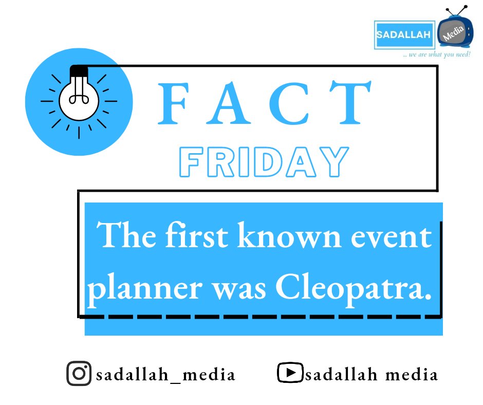 Since it's Friday, let's dig into history. The earliest recorded events and gatherings promoted peace and friendship between tribes and clans, and the first known event planner was Cleopatra. She hosted elaborate, lavish, sumptuous meetings in pursuit of potential lovers.