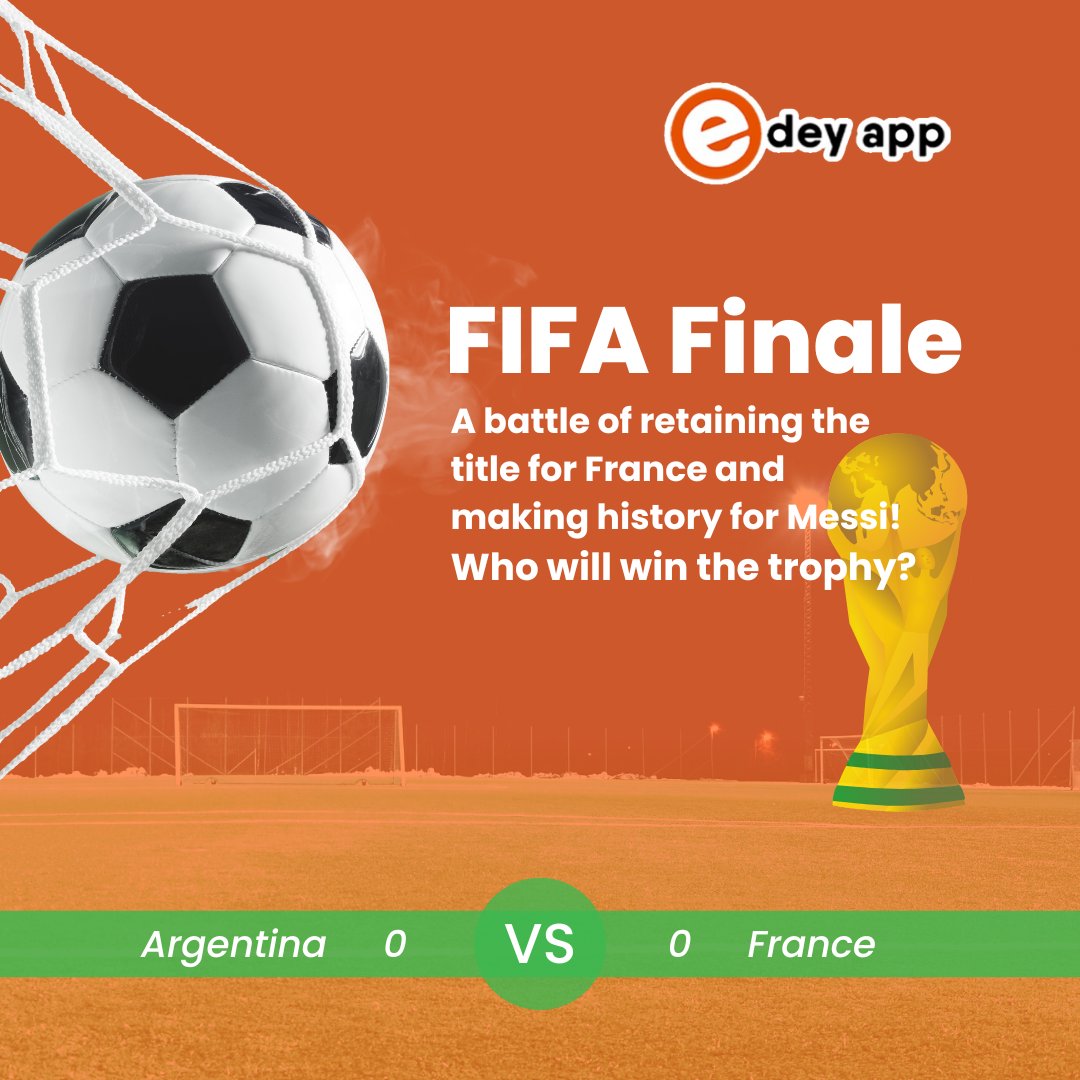 Wel will all be seating on the edge of our seats for this finale because the tension is tensioning!!!!

#fifa2022 #Messi #Mbappe #delivery #deliveryservice #pvc #unizikfinest #anambravendor #AmazonMusicLive #foodideliverypizza #homedelivery #easylifestyle #peterobi