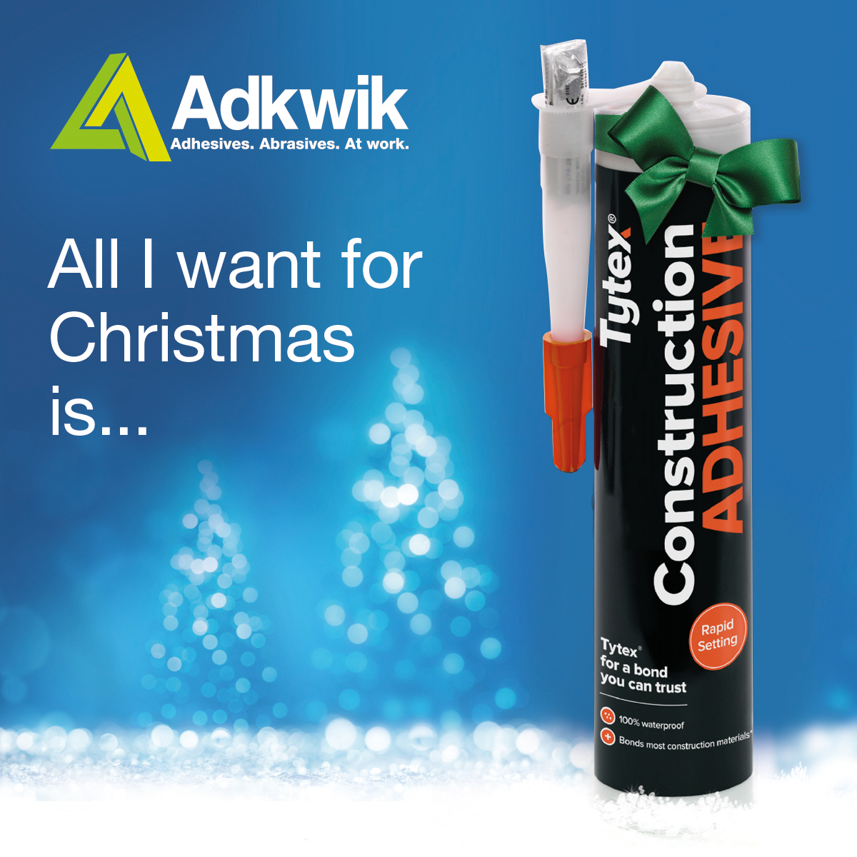 All I want for Christmas is Tytex Construction Adhesive!

Here's what our customer M I W Construction has to say about the product:
“We used this to bond cut bricks and fix architectural stone to the underside of steelwork on a new build. It certainly performed as promised"