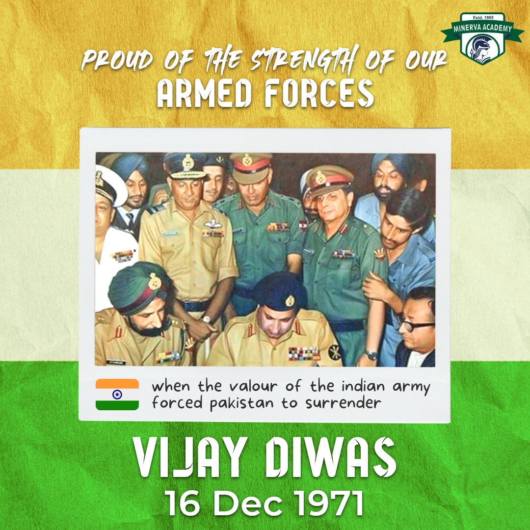 With Pride and Gratefulness, sending our good wishes to the Warriors of our Armed Forces on the occasion of Vijay Diwas! ❤️

Jai Hind! 🫡🇮🇳

#Minerva #Minervaacademy #vijaydiwas #army #armforces