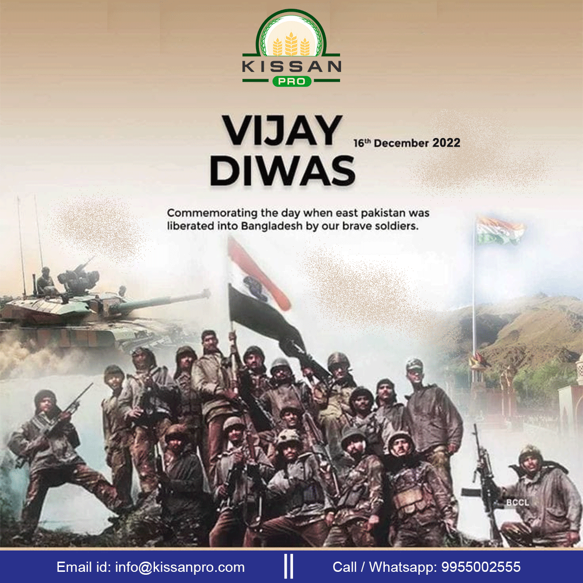 KissanPro's tweet photo. On this 𝐕𝐢𝐣𝐚𝐲 𝐃𝐢𝐰𝐚𝐬 let us not forget all the brave soldiers who fought in the #𝐈𝐧𝐝𝐨𝐏𝐚𝐤𝐖𝐚𝐫𝟏𝟗𝟕𝟏 that led to India's triumph over Pakistan &amp; liberation of #Bangladesh 51 yrs ago.

Salute to the #𝐈𝐧𝐝𝐢𝐚𝐧𝐁𝐫𝐚𝐯𝐞𝐬 who made the supreme sacrifice 🙏 https://t.co/9TUxo8DGzh