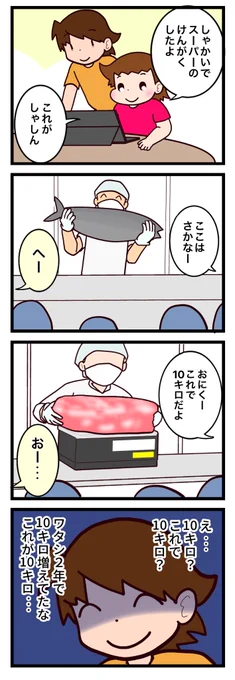 すこーし痩せました

#子育て漫画 #子育て絵日記 #漫画 #漫画が読めるハッシュタグ #自閉症スペクトラム #発達障害 #ASD #小学校 #社会 #スーパー #見学 #お肉 