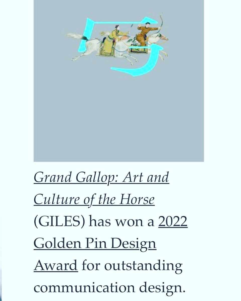 GilesLtd's tweet photo. Delighted to see our beautiful #GrandGallop featured in @consortiumbooks #Communiqué this week, with special mention of its @goldenpindesign award for “Outstanding Communication Design”. 🥇🥇🥇🐎🐎🐎
#horsebooks #artbooks #designaward #beautifulbooks #horses #GoldenPin https://t.co/izG5HRPM2K