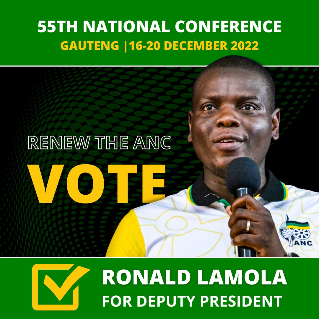 ANCGenNext's tweet photo. Make your vote count by joining Ronald Lamola in leading the ANC into a new era of prosperity, stability and generational mix. The time for change is now. Together, we can make it happen! Vote #RonaldLamola4DP https://t.co/Sn1TeoL0Gj