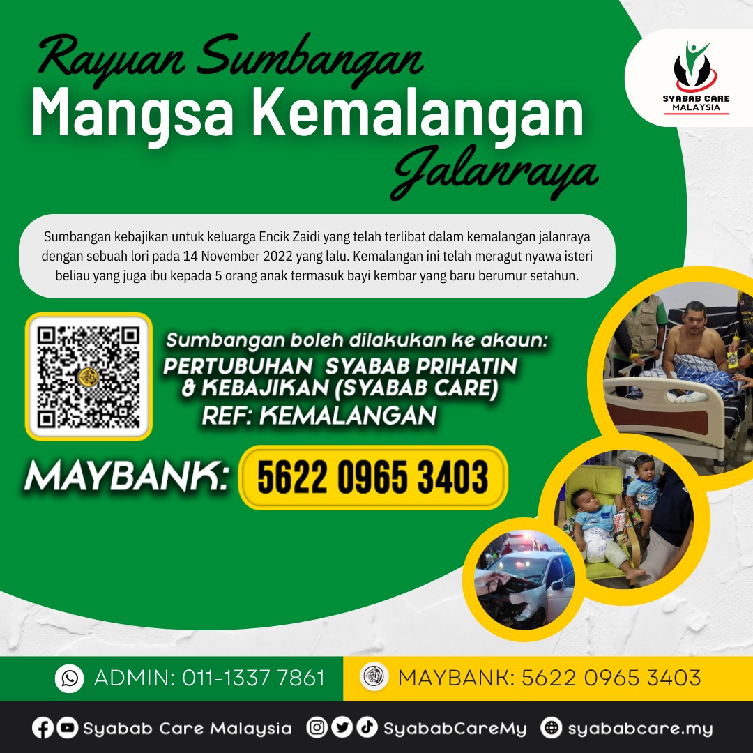 SyababCareMy's tweet photo. *“Ziarah Kebajikan Mangsa Kemalangan Jalanraya"*

Petang 15 Disember 2022, Tim Syabab Care Malaysia diberi kesempatan untuk menziarahi keluarga seorang mangsa, Encik Zaidi, yang telah terlibat dalam satu kemalangan jalanraya bersama keluarganya. https://t.co/rH6d5sylWX