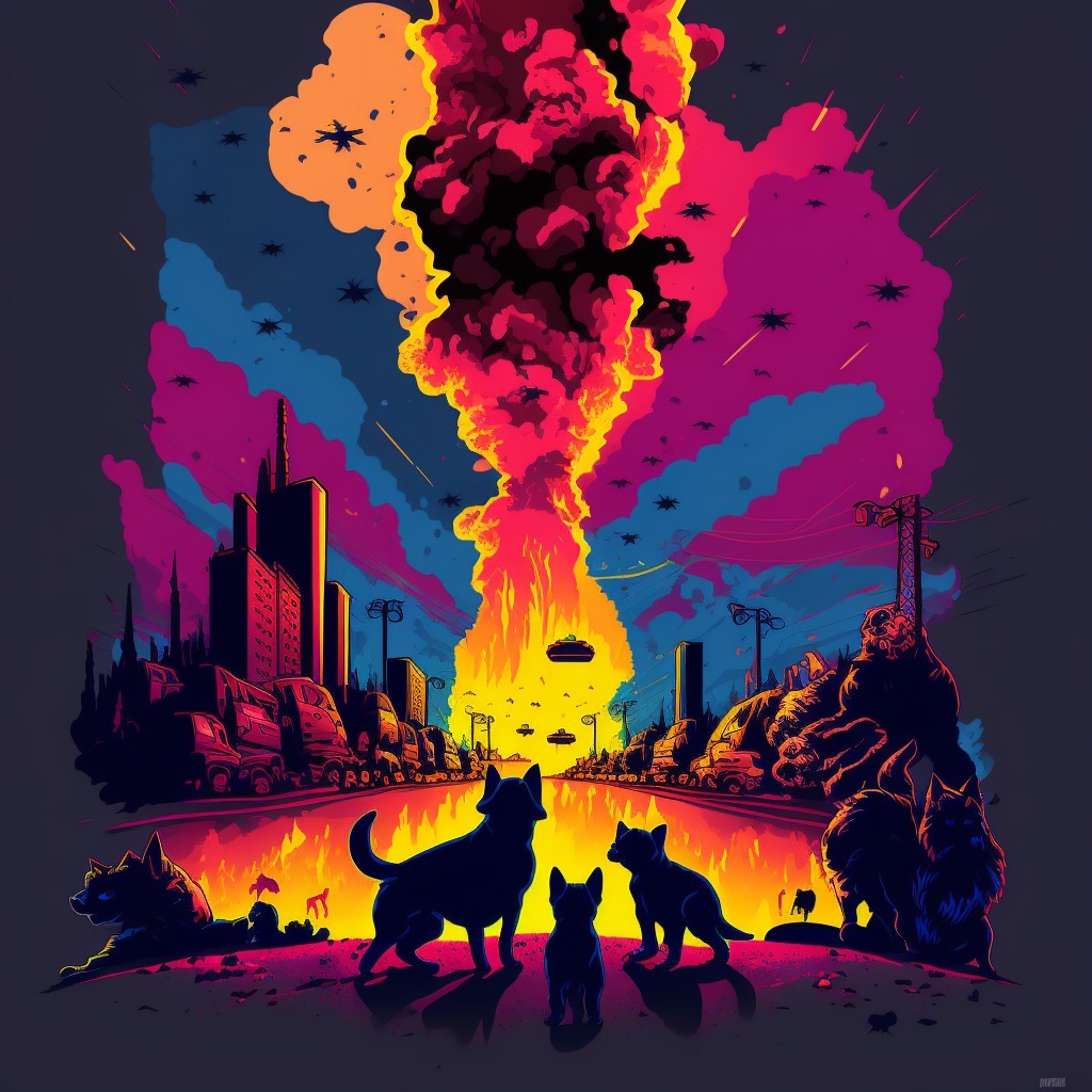 xilcast's tweet photo. "Rex, Lula and Zoe looked at their handiwork with contentment, the forgetfulness of the pate ration last Friday was now avenged." #fanart #midjourney #machinelearning
#oneimage https://t.co/5Q800iQsuc