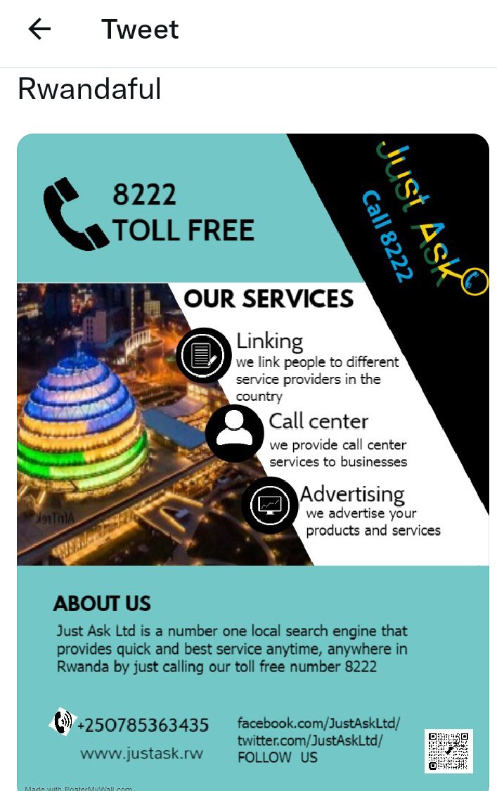 JustAskLtd's tweet photo. #justask @8222 (toll-free) best night clubs, restaurants, pubs in #cityofkigali and 
#ShakeShakeShake your body this weekend.
#dont drink and drive #dial8222 and call get a #Driver. https://t.co/pjF1FBH3MU