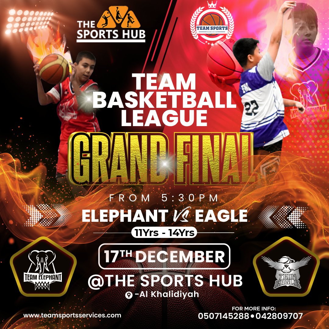 tssuae's tweet photo. 🔥 Championship Day - 𝔾ℝ𝔸ℕ𝔻 𝔽𝕀ℕ𝔸𝕃 𝟚𝟘𝟚𝟚 🔥

𝐃𝐚𝐭𝐞: Saturday 17th of December 2022
𝗔𝗴𝗲 𝗚𝗿𝗼𝘂𝗽𝘀: 07-11 years &amp; 11-14 years
𝗧𝗶𝗺𝗲           : 5:30 - 8:30 pm

𝗟𝗼𝗰𝗮𝘁𝗶𝗼𝗻:: 𝗧𝗵𝗲 𝗦𝗽𝗼𝗿𝘁𝘀 𝗛𝘂𝗯,  Khalidiyah,  Abu Dhabi https://t.co/lMn0aOkaC4