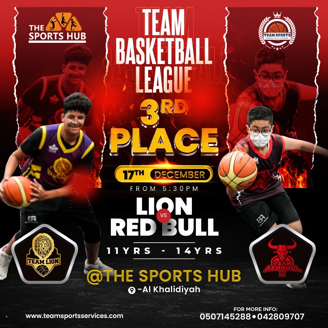 tssuae's tweet photo. Join us! Come watch and see which team will take the third place of 𝗧𝗘𝗔𝗠 𝗕𝗔𝗦𝗞𝗘𝗧𝗕𝗔𝗟𝗟 𝗟𝗘𝗔𝗚𝗨𝗘🏀, 𝗔𝗕𝗨 𝗗𝗛𝗔𝗕𝗜. 

𝐃𝐚𝐭𝐞: Saturday 17th of December 2022
𝗔𝗴𝗲 𝗚𝗿𝗼𝘂𝗽𝘀: 07-11 &amp; 11-14 years
𝗧𝗶𝗺𝗲           : 5:30 - 8:30 pm https://t.co/wKLdU0uHLk