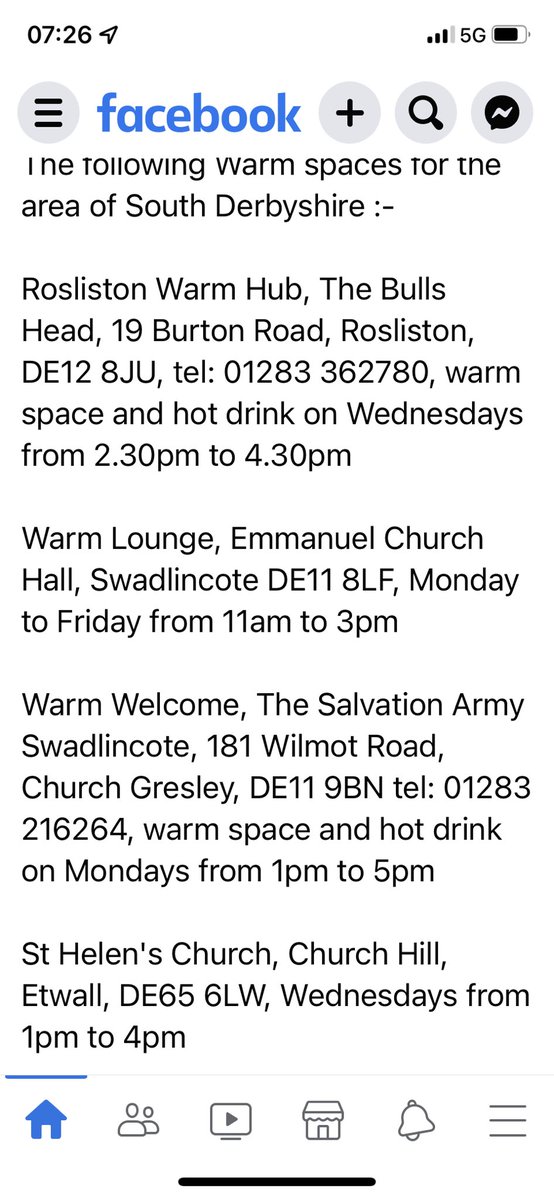 KmclaughlinK's tweet photo. The following places are where you can find a warm welcome and a hot drink in South Derbyshire if you are struggling in this cold weather 🥶☕️ https://t.co/JOotMe8XEC