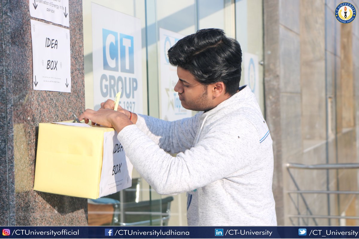 CT_University's tweet photo. CT University organised various activities on National Energy Conservation Day. #CTians Suggested different Ideas to conserve the Natural Resources & make Earth a better place to live in.
#CTU #TeamCT #ideas #box #innovatives #bestuniversity #lifeAtCTU #CTians https://t.co/3hDBeVZgdV