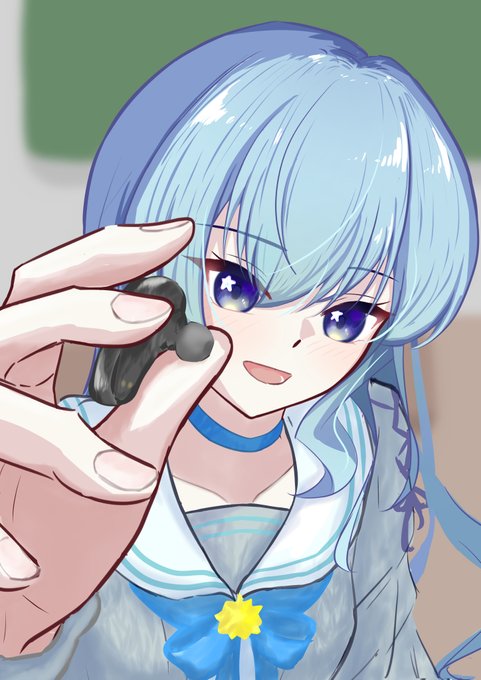 「blue hair chalkboard」 illustration images(Latest)