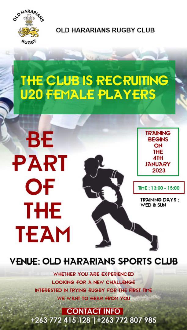If you know anyone interested in rugby then OH is recruiting. Ladies don’t be left behind.