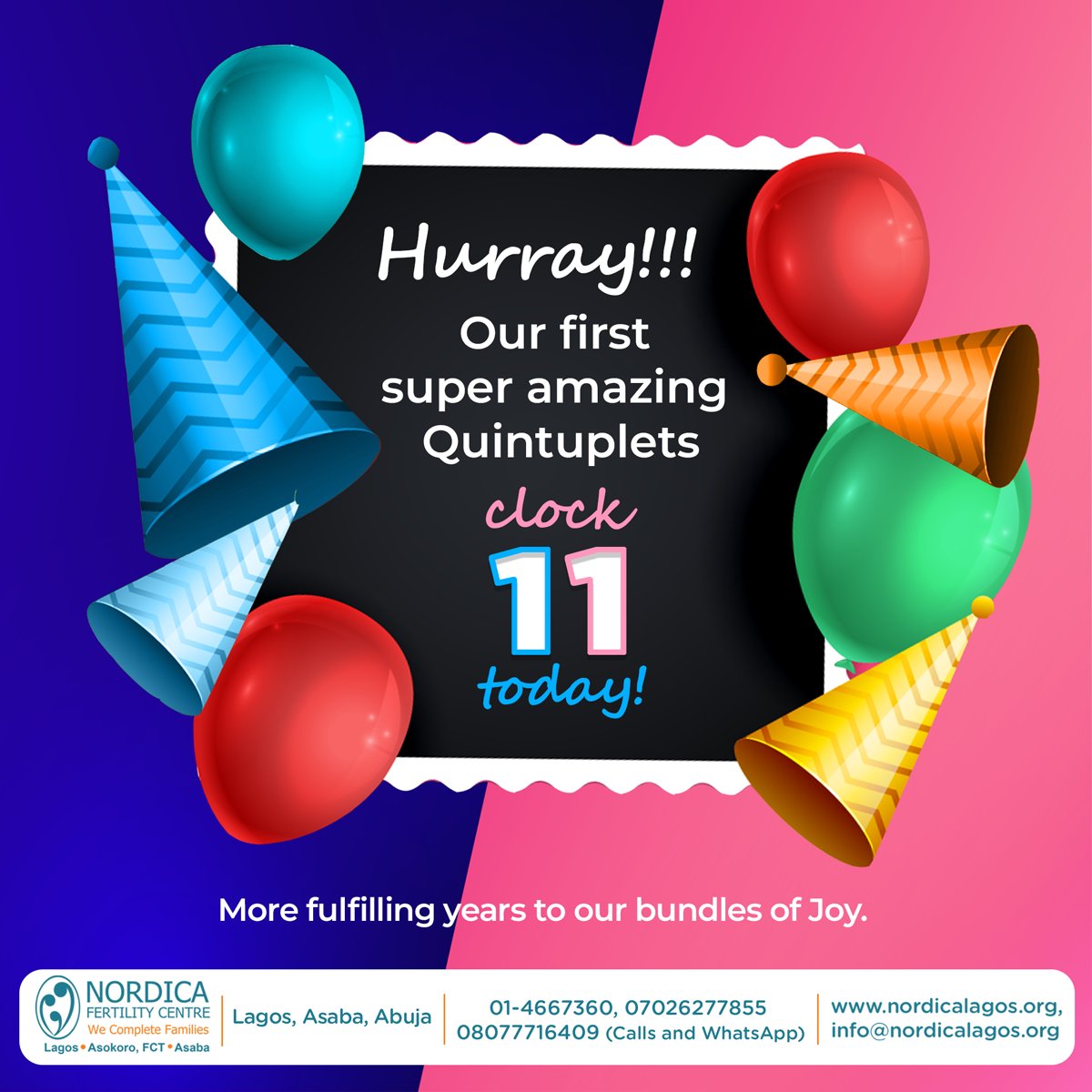 nordicalagos's tweet photo. Hurray, our first Quintuplets are now 11 today.
Please join us in celebrating our amazing bundles of joy.
#quintuplets #bubblesofjoy #nordicafertilitycentre #sucessstory #nordicalagos https://t.co/LedcMEa6o4
