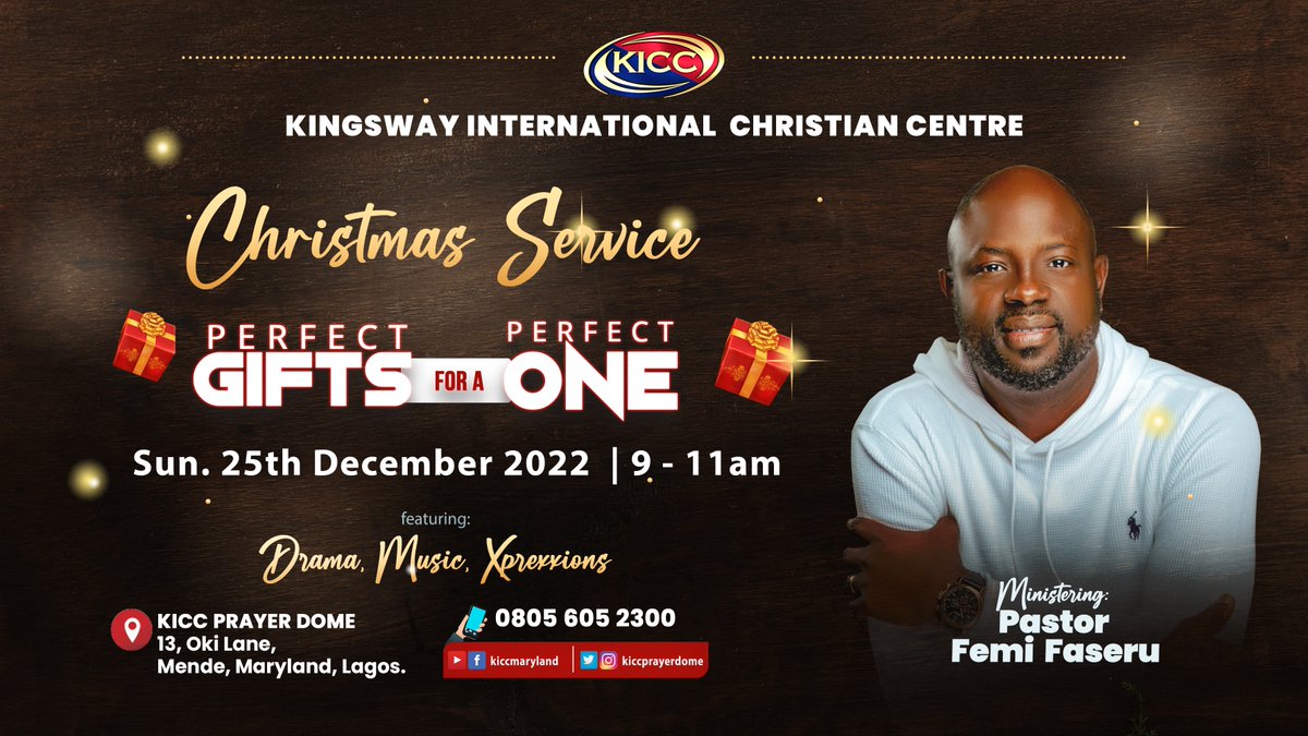 KICCPrayerdome's tweet photo. Come celebrate Christmas with the KICC MARYLAND family.

Be a part of this Spectacular Christmas Day Sunday Service at 9am.

Venue: KICC Prayerdome 13 Oki lane Mende Maryland Lagos 

#kicc #kiccprayerdome #christmasservice https://t.co/9KDpabZ0L7