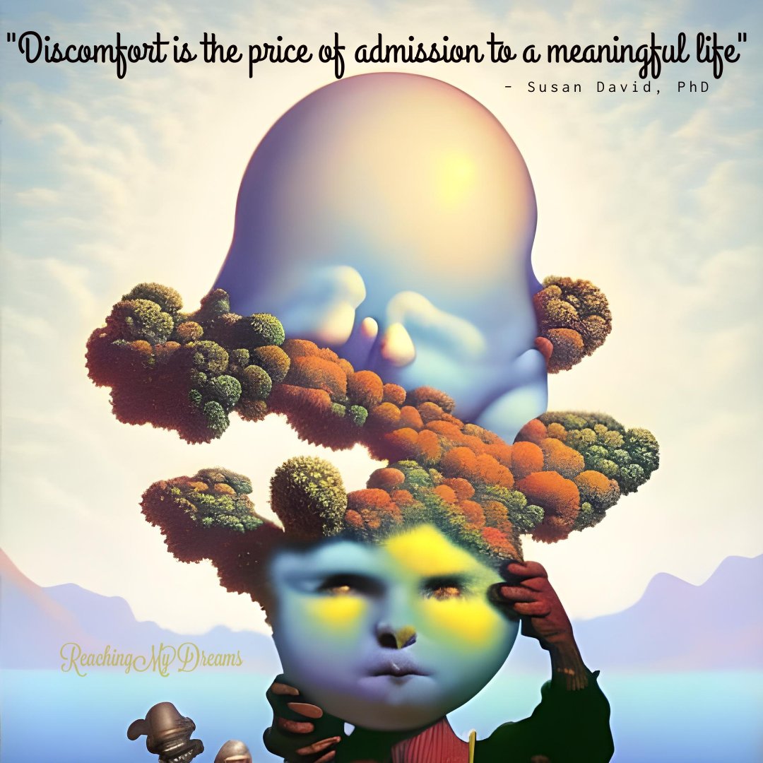 'Discomfort is the price of admission to a meaningful life' Susan David, PhD
.
.
.
#discomfort #meaningfullife #susandavid #personalgrowth #growthmindset #mentaldevelopment #aiartist #aiart #artfromtext #aigeneratedart #surrealism #selfhelpsurrealism