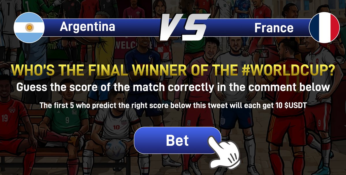 🔥GameBoys, Who’s the final winner of the #WorldcupQatar2022🇦🇷vs🇫🇷

1⃣Finish 2 entry tasks and bet the team that you think will win here: gameboy.mx/#/competition/…

2⃣@ 3frens &amp; RT with your Guessing score of the final match
The first 5 who predict the right score get 10 $USDT/each