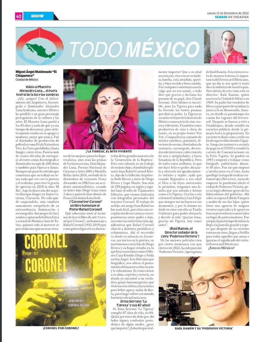 miguechiapaneco's tweet photo. Mi #ColumnaTodoMéxico en el @DiarioChiapas: ¡#RaulRamon, EL DIRECTOR DE LA CINTA #PoderosoVictoria QUE REVIVE EL FERROCARRIL MEXICANO EN LA PANTALLA GRANDE! ¡ESTO ES MÉXICO! https://t.co/A9XzKugDAb https://t.co/6pXicsoaqS