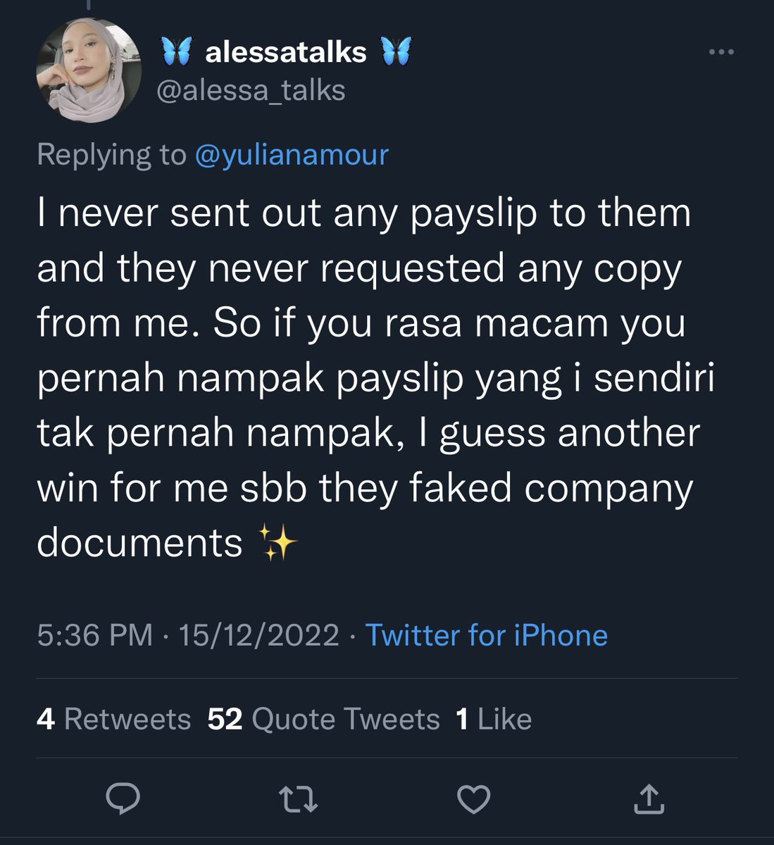 Kegagalan majikan menyediakan penyata gaji adalah satu kesalahan dibawah Peraturan 9, Peraturan Kerja 1957, yang mana jika sabit kesalahan, boleh didenda sehingga RM10,000.00 bagi setiap bulan dan setiap pekerja

Jika ada 3 pekerja dan untuk 3 bulan, jadi 9 kesalahan.