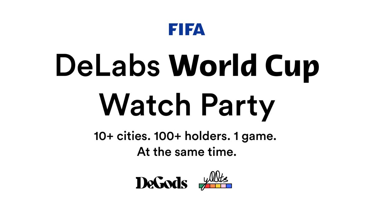 y00tsNFT's tweet photo. We are hosting a World Cup Finals Watch Party in over 10 cities at the same time.

Check the Discord for instructions. https://t.co/ClAxoQucPX