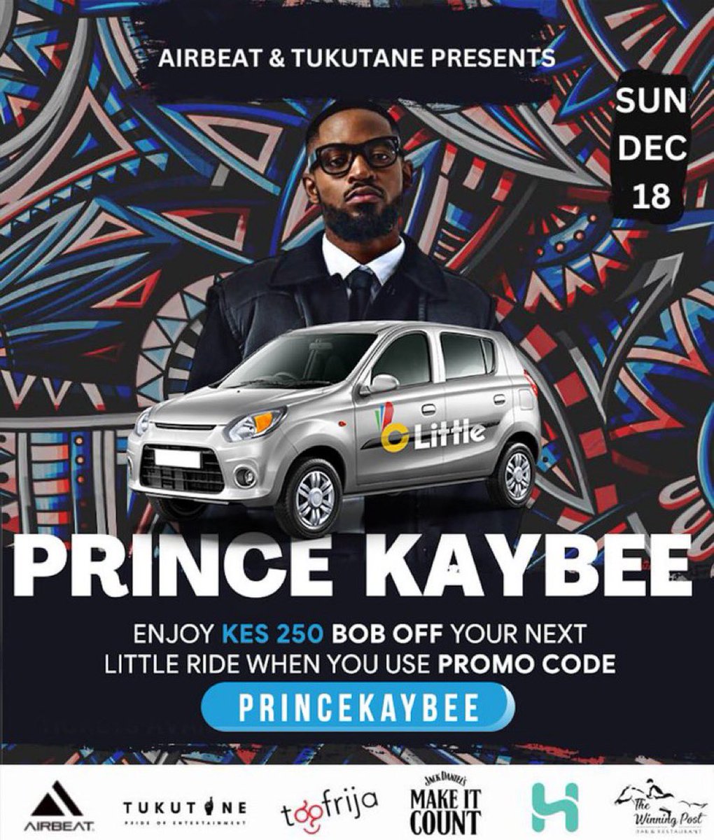 lilywanjiee's tweet photo. Here’s our official transport partner.
Get Ksh.250 off your ride when you use the promocode: “PRINCEKAYBEE”
@AirbeatLLC X @TukutaneE have to be the gift that keeps on giving😍
#PrinceKaybeeInKenya
#WorldCupAfterParty https://t.co/Tuul9LATXq