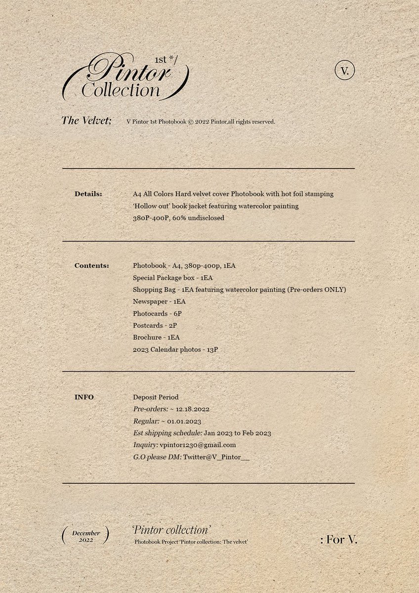 * 𝐕 𝐏𝐢𝐧𝐭𝐨𝐫 𝟏𝐬𝐭 𝐏𝐡𝐨𝐭𝐨𝐛𝐨𝐨𝐤 is all about pure veauty #태형 

<𝒫𝒾𝓃𝓉𝑜𝓇 𝒸𝑜𝓁𝓁𝑒𝒸𝓉𝒾𝑜𝓃: 𝒯𝒽𝑒 𝒱𝑒𝓁𝒱𝑒𝓉> 

🛒  |  Link
𝗞𝗥: s.godo.kr/1esyo
𝗚𝗹𝗼𝗯𝗮𝗹: s.godo.kr/1esy1
𝗝𝗣: s.godo.kr/1esyq