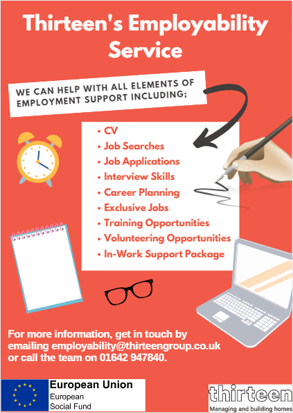 Looking for employability support? We can provide you with personalised 1-1 support from a dedicated caseworker who can help you with your CV, applications, and interview techniques, along with exclusive training and job vacancies!
Send us a DM or ring the team on 01642 947840