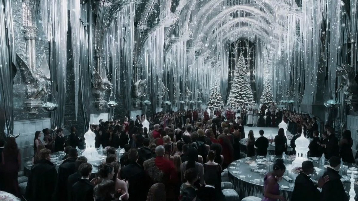 “Two weeks before the end of term, the sky lightened suddenly to a dazzling, opaline white and the muddy grounds were revealed one morning covered in glittering frost. Inside the castle, there was a buzz of Christmas in the air.” –Harry Potter and the Prisoner of Azkaban