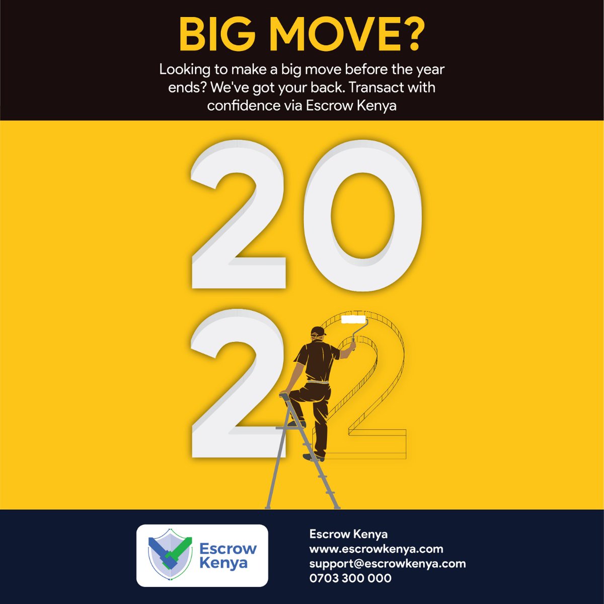 escrowkenya's tweet photo. Looking to make a big move before the year ends? We've got your back. Transact with confidence via https://t.co/CVF5iQ9xo4. https://t.co/3b3Xh7ERG9