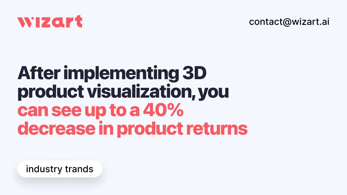 wizart_ai's tweet photo. Return rate in #ecommerce stores can go up to 50% 😱
Decrease your #returnrate by implementing #3D product #visualization by Wizart.
Contact us at https://t.co/MMYYeb46y2 to learn more about available tools for #DIY business. https://t.co/ax6nzPJeGF