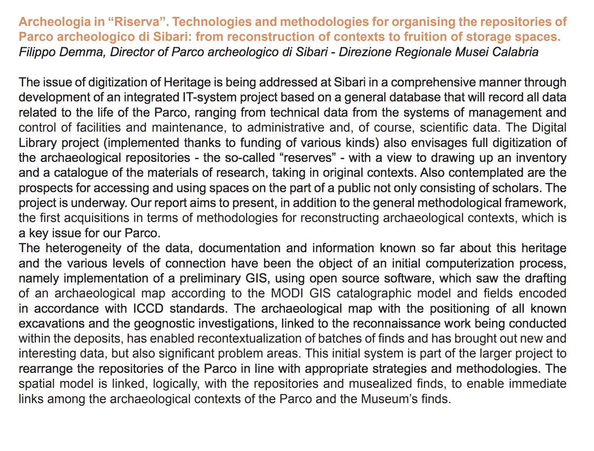 🏛Convegno #DepositiInvisibili

Filippo Demma, Direttore <a href="/MuseoSibari/">MuNAS | Parco archeologico di Sibari</a> - Dir. Reg. <a href="/MuseiCalabria/">Direzione regionale Musei Calabria</a>
Archeologia in “Riserva”. Tecnologie e metodologie per l’organizzazione dei depositi del Parco archeologico di Sibari
  
📡Diretta YouTube: youtu.be/gtBpeZa5OQA