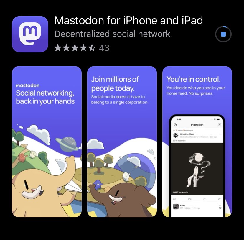 gregg003's tweet photo. Hey @elonmusk! Downloading Mastodon now 😁 https://t.co/K6Hs0oOMzL
