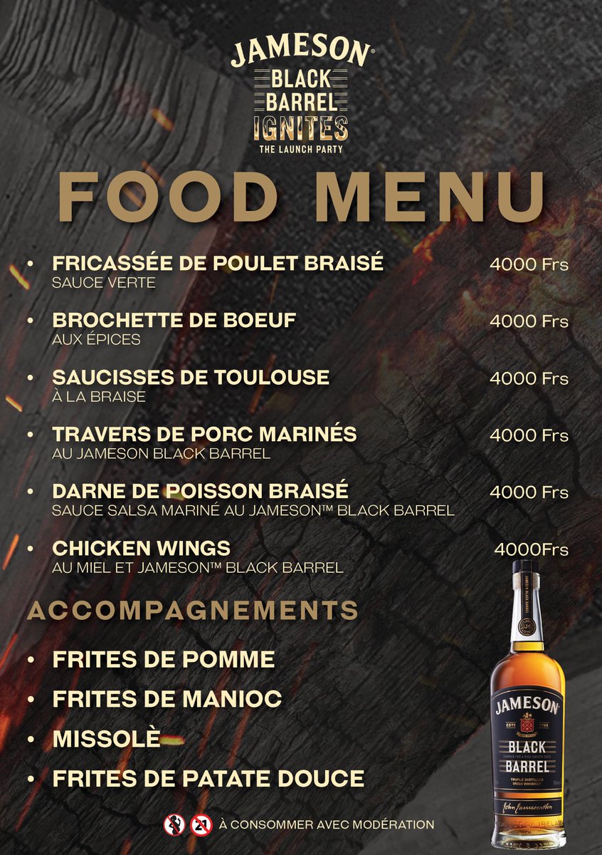 ImageNationPR's tweet photo. Jameson Black Barrel Ignites, The Launch Party 🔥🥃

Good Food, Amazing Cocktails, Excellent Music, Live Performances at Restaurant Fourchettes &amp; Bouchons Akwa Demain! 

Venez sans crainte !

#JamesonBlackBarrel
#IgniteTheBarrel https://t.co/mfepmsnfqH