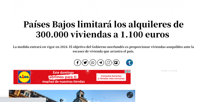 Gil_JavierGil's tweet photo. Países Bajos va a BAJAR los precios de los alquileres por ley a unas 300.000 viviendas.

Los viviendas tendrán un alquiler máximo de unos 1.100 €, lo que supone una bajada de 190 € al mes. Los caseros que incumplan serán multados.

Según el PSOE en España no se puede porque... https://t.co/TMrpd2wpzS