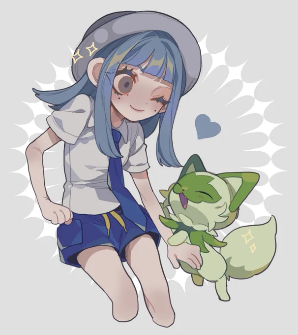 二枚目は創作キャラなんだけど(一枚目はシンプルに今の主人公のキャラデザ)ポケモンのえ 
