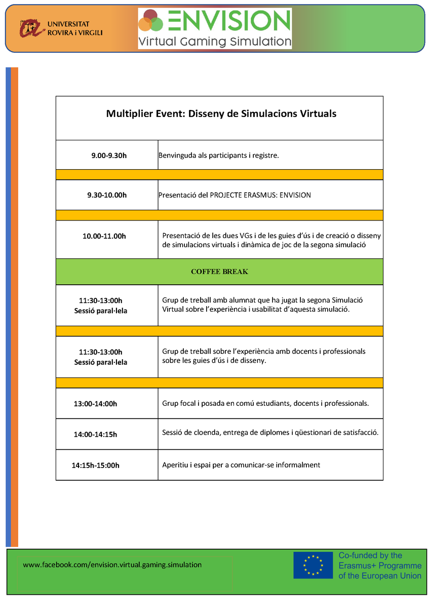 argeturv's tweet photo. 🎁INVITACIÓ al Multiplaier Event del #ProjecteENVISION #ErasmusPlus
Més enllà de l'ús de simulacions en infermeria: co-disseny de Simulacions Virtuals en l’educació superior
Apunta't ➡️https://t.co/K78QALYbeg
🗓️10/02/23
🕘9 h - 15 h
📍Sala de Graus d’Infermeria, Campus Cat. https://t.co/eArUMjoIo8