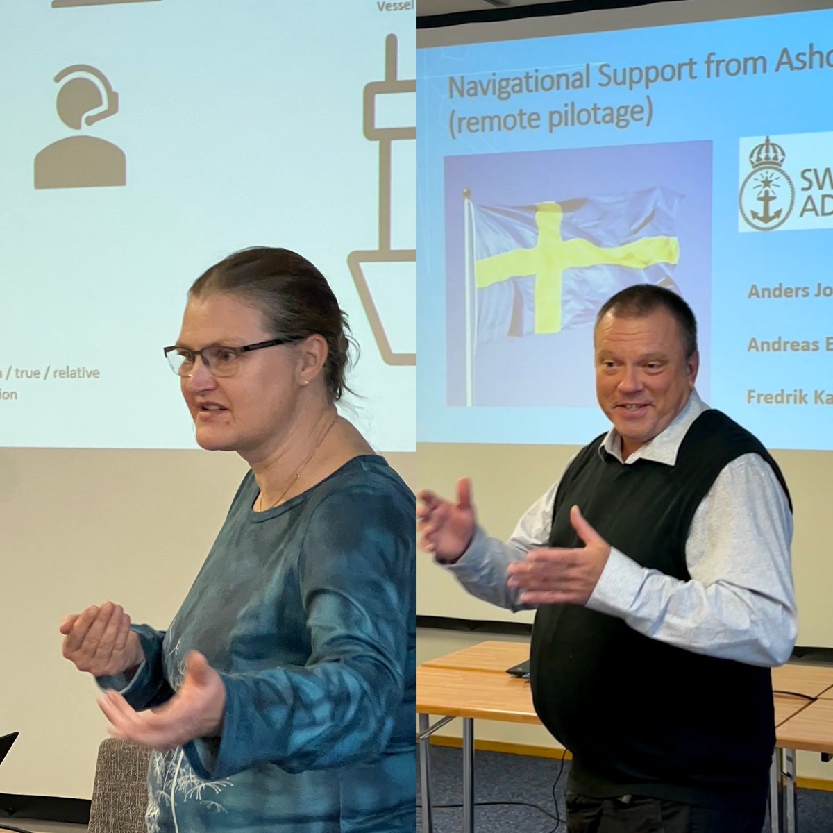 finnpilot_'s tweet photo. Hanne Hinrichsen from #DanPilot and Anders Johannesson from @Sjofartsverket1 sharing their experiences and thoughts on development of remote pilotage in Denmark and Sweden. Importance of communication is highlighted by both. #remotepilotage #pilotage #innovation @finnpilot_ https://t.co/iyzxcM9ZFE