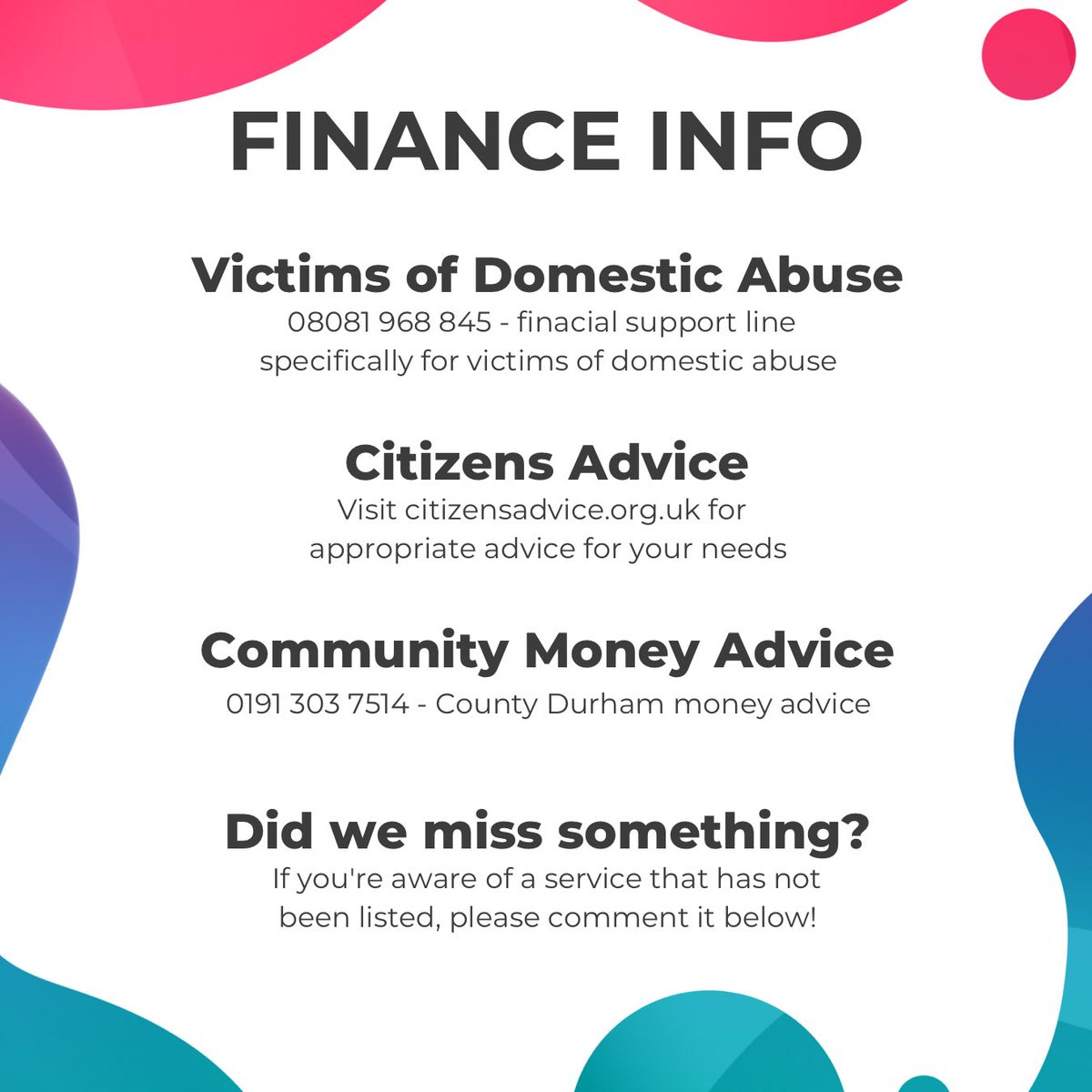 roaddurham's tweet image. Information for anyone needing support over the festive period.. ❤️

The ROAD office will be shut from 3pm on the 23rd of December until 8:30am on the 3rd of January. We hope you all have a lovely Christmas and New Year! 🎉

#helplinesuk #durhamsupport