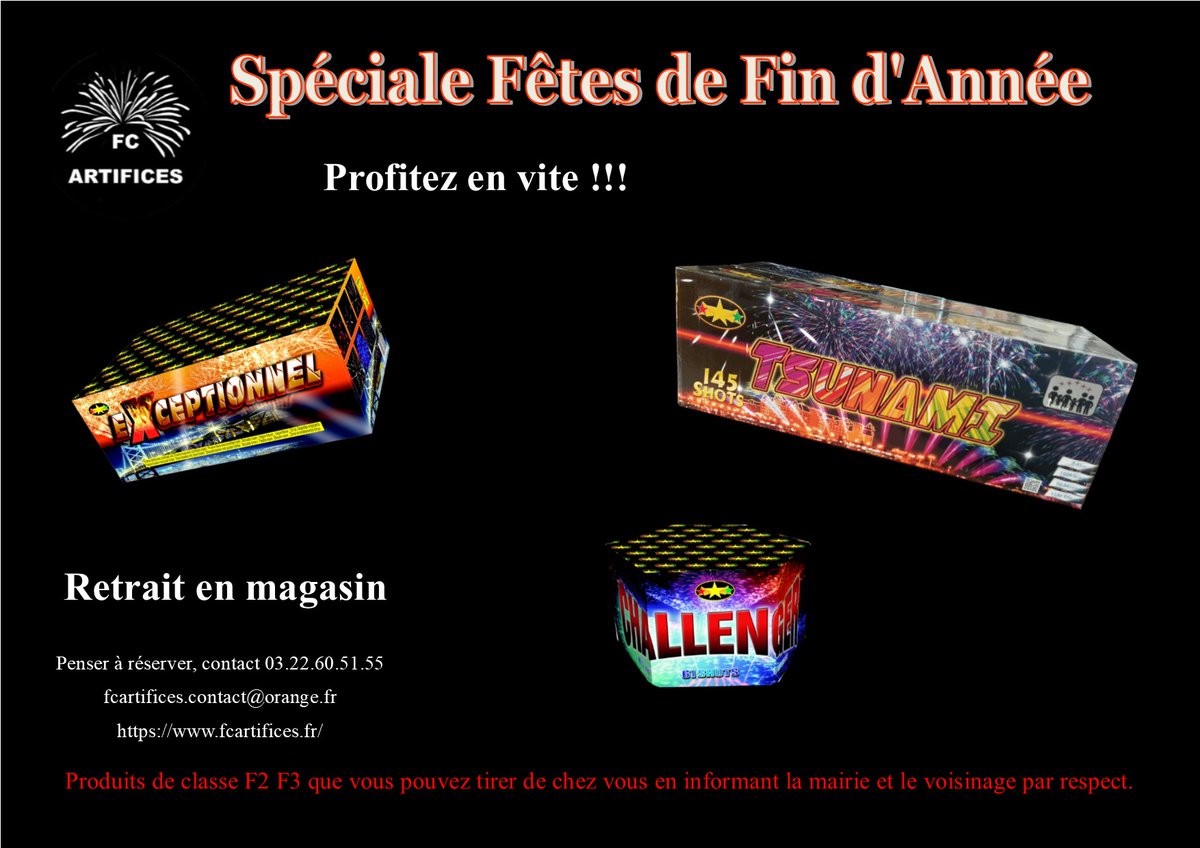 Réserver dès maintenant vos prêts à tirer pour les fêtes 03 22 60 51 55