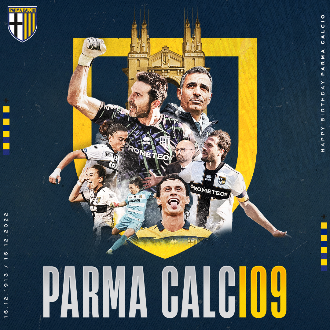 ParmaCalcio_en's tweet photo. 109 years young today. Happy birthday to us 💛💙

#ForzaParma https://t.co/jKZ9c3yk7t