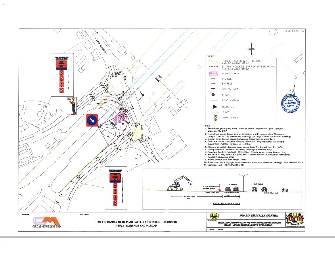 Notis pemberitahuan penutupan jalan U-Turn di bawah jambatan Sultan Haji Ahmad Shah Temerloh.

 Kerja-kerja tersebut melibatkan kerja pembinaan Pilecap, Column serta Crosshead.
Tempoh penutupan jalan tersebut dari 21 November sehingga 15 Febuari 2023.

  Sekian Terima Kasih