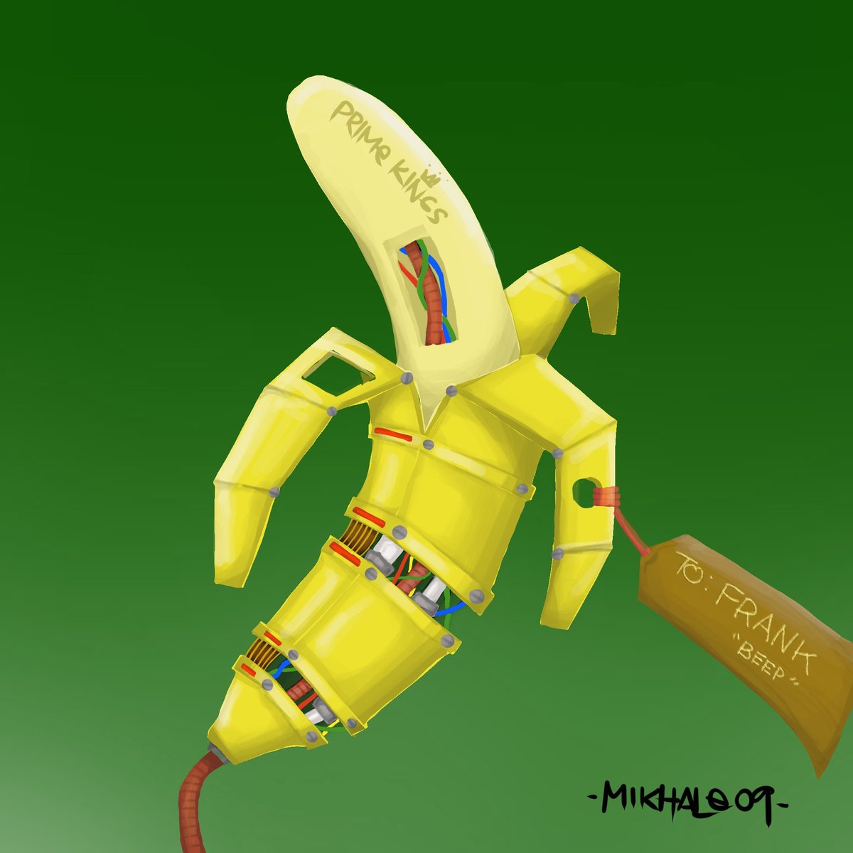 mikhale09's tweet photo. @PRIMEKINGSnft Created this for Frank. hope he likes it. also included the timelapse of my work "mecha-banana" https://t.co/Q9lHxlKk5R