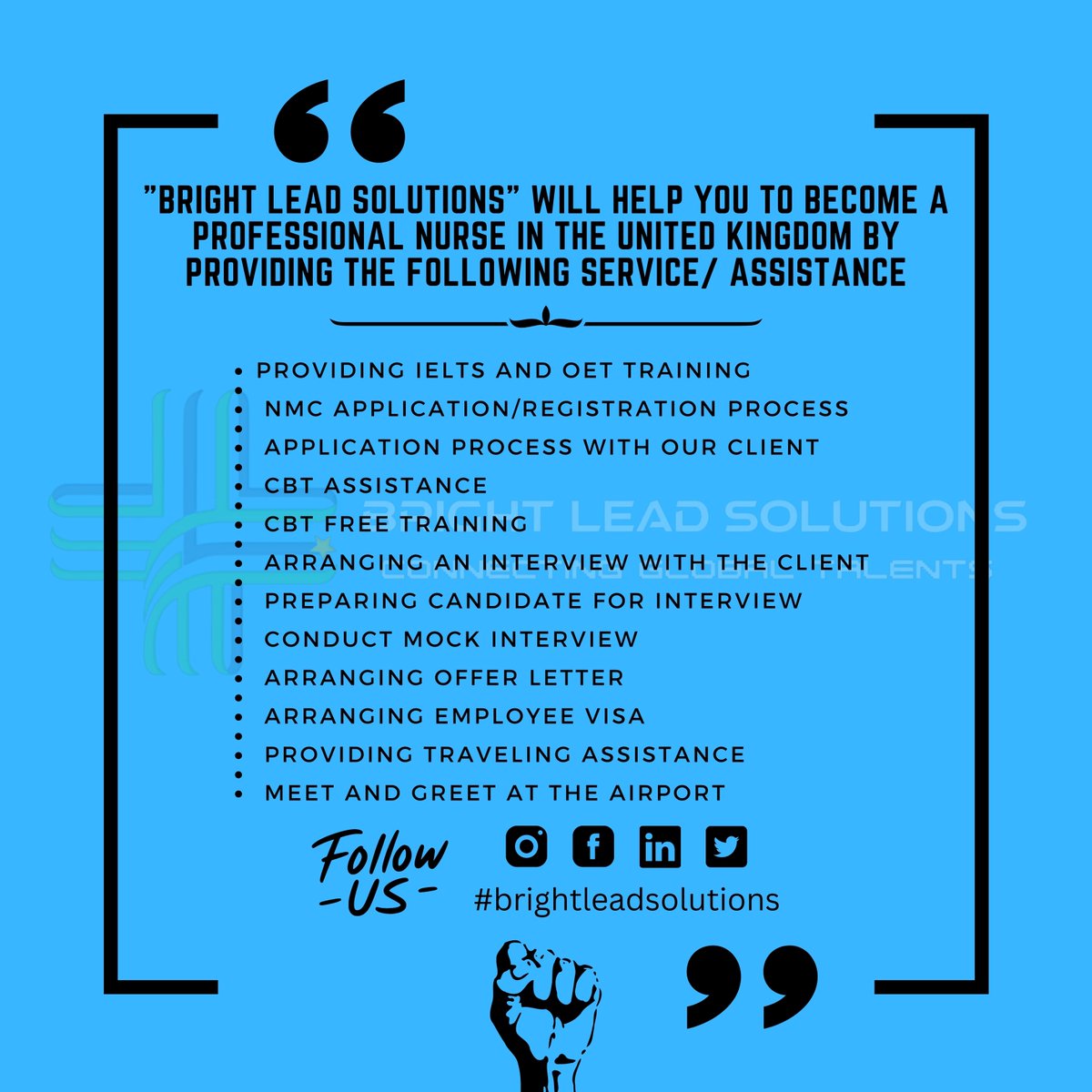 Brightleadsolut's tweet photo. Do you want to know how we assist our candidates in the #recruitment process? Then please check our poster.
Our contact number
πAbilash β +917305265166
π Rizwan β +441708594575
π Srishti β +919043134539
#NMC #UK #NHS #nurse #IELTS #OET #CBT #nurseinterview #freerecruitment https://t.co/xUNgnNdBDU