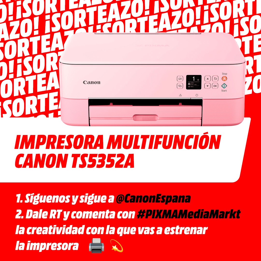 🤩Sorteamos 1 IMPRESORA MULTIFUNCIÓN🖨️ para que imprimas los mejores recuerdos esta Navidad🎄

🌟Síguenos y sigue a <a href="/CanonEspana/">Canon España</a>
🌟Dale RT y comenta con #PIXMAMediaMarkt la creatividad con la que vas a estrenar la impresora💫

Consíguela 👉bit.ly/MMCanonImpreso…
⚡️Hasta 22/12