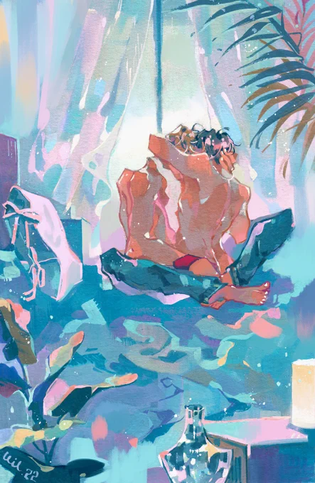 Rainy day #gouacheart #gouachepaint #illustration #originalcharacter #イラスト 