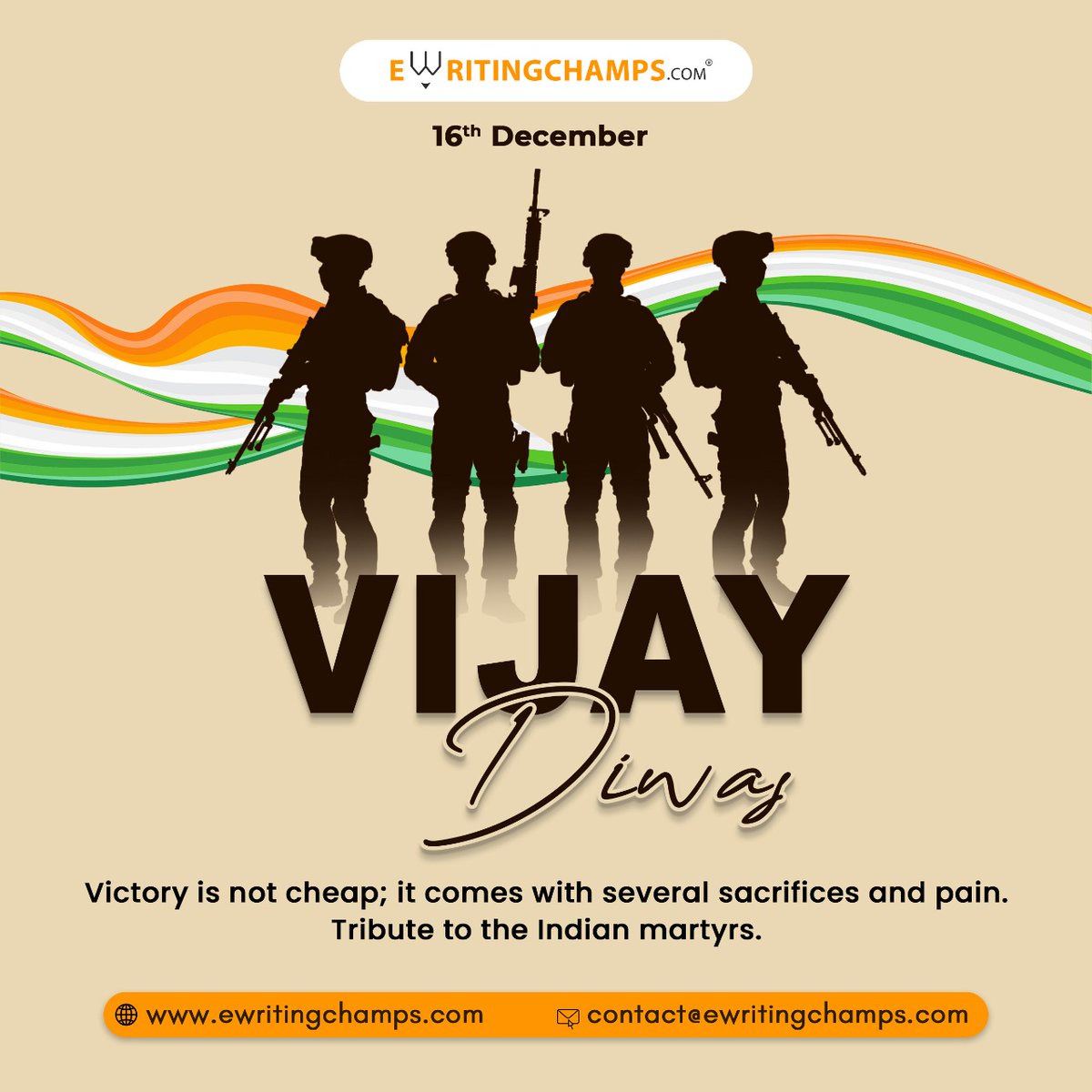 ewriting_champs's tweet photo. Nothing can describe the bravery and loyalty the Indian Army showed during the war. We thank the Indian Army and salute it on Vijay Diwas.
.
.
#VijayDiwas #vijaydiwas #VijayDiwas2022 #vijaydiwas1971 #ewritingchamps #contentwritng https://t.co/9CnMQf1v1G