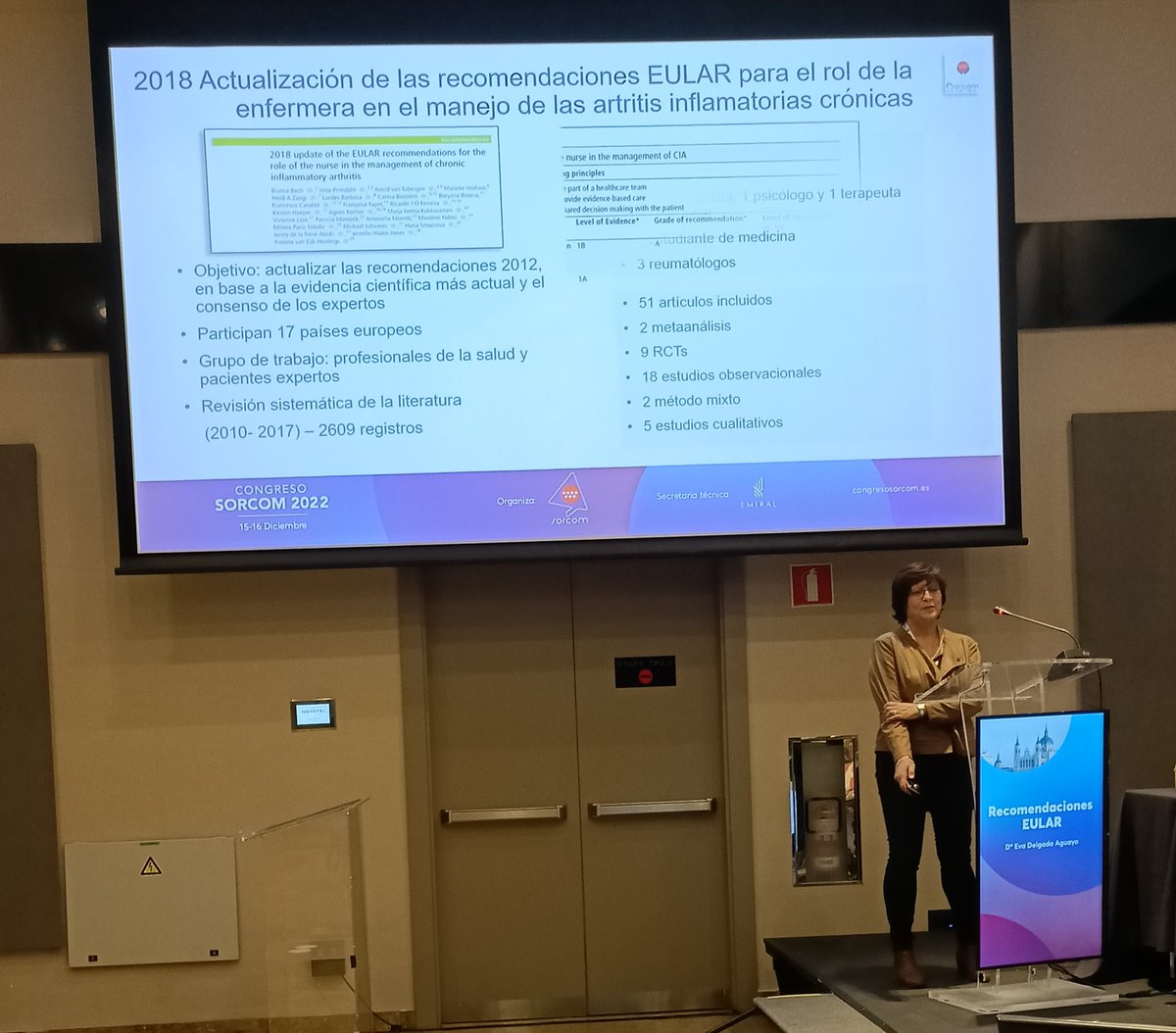 SORCOM1's tweet photo. La segunda ponencia de enfermería corre a cargo de Eva Delgado, que expone las recomendaciones EULAR para el rol de las enfermeras en el manejo de las artritis inflamatorias crónicas
#SORCOM22 https://t.co/ZSy9QUZdFF